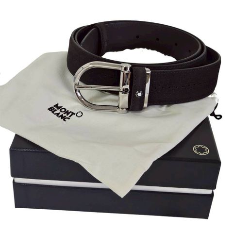 MONTBLANC_萬寶龍 120CM皮帶/深棕色麂皮