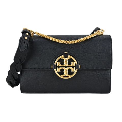 TORY BURCH MILLER 雙T金字LOGO鍊帶編織手提/肩背包-黑