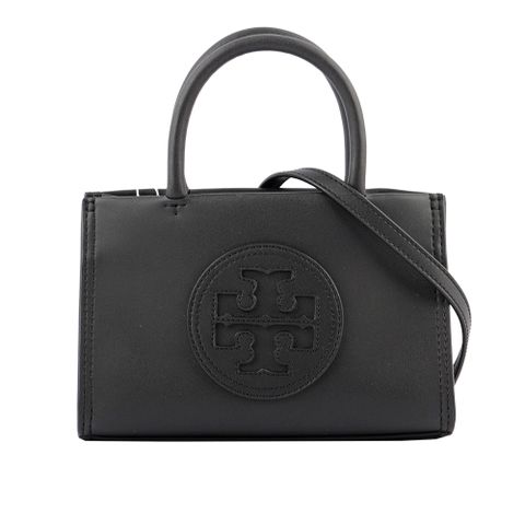 TORY BURCH Ella 圓形標誌牛皮迷你二用托特包(黑色) 145613 001