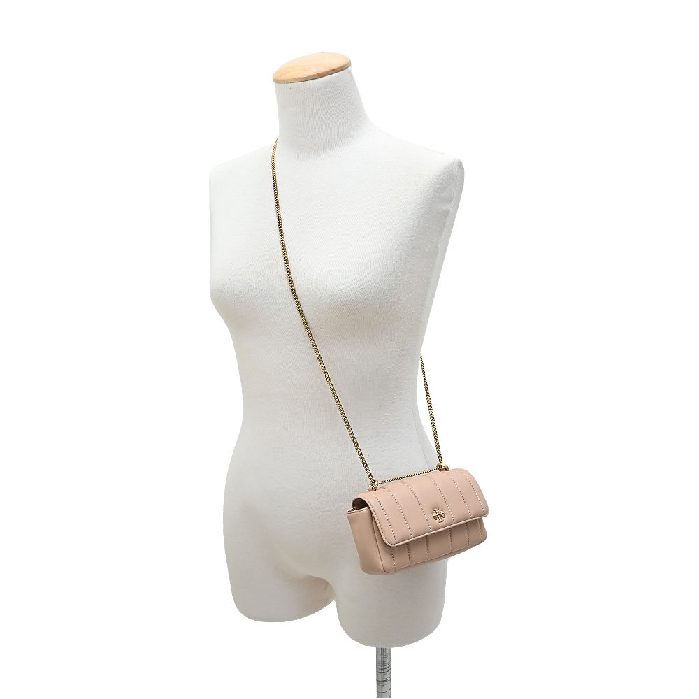 Tory Burch 美品⭐︎ TORY BURCH KIRA直紋絎縫鍊帶肩背/斜背兩用包-迷你/粉