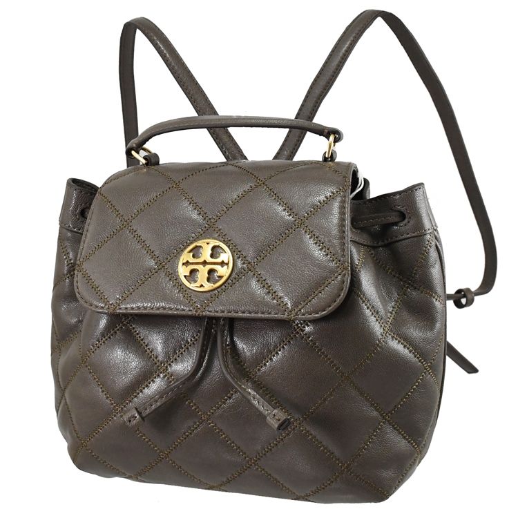 TORY BURCH  經典LOGO束口手提後背包.岩石灰