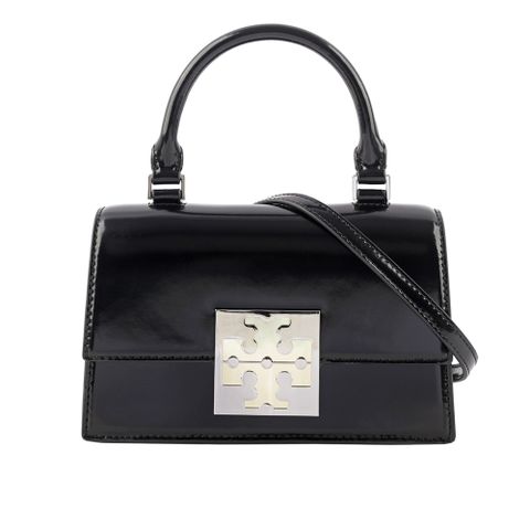 TORY BURCH Bon Bon 平滑牛皮迷你翻蓋手提/斜背二用包(黑色) 148865 001