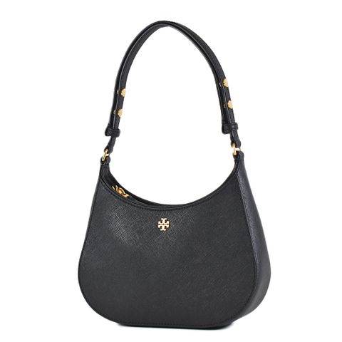 TORY BURCH EMERSON 防刮十字紋拉鍊手提/肩背二用包-黑色