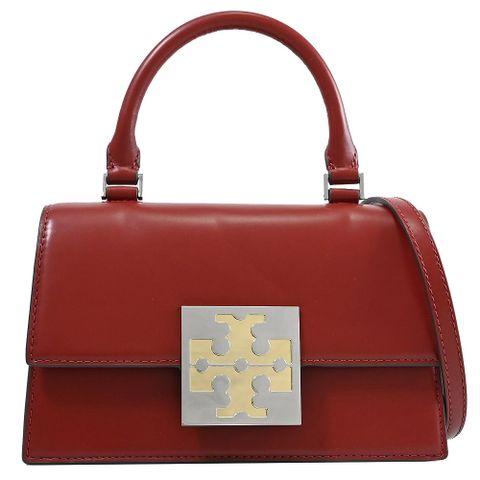TORY BURCH 150365 金屬大LOGO翻蓋兩用包.深紅