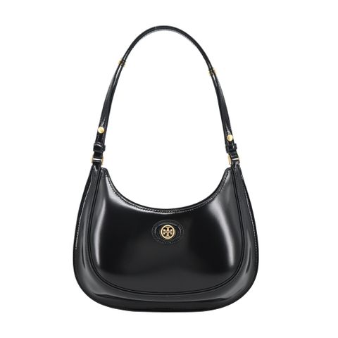 TORY BURCH ROBINSON 漆皮手提/肩背新月包-黑