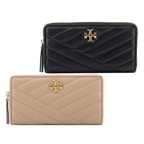 TORY BURCH Kira 縫線納帕皮革形拉鍊長夾(任選)