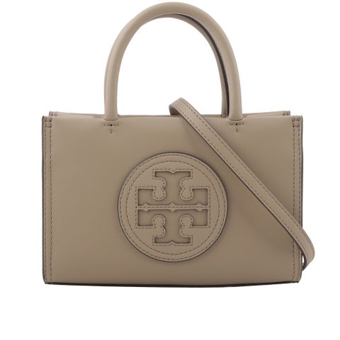 TORY BURCH Ella 圓形標誌牛皮迷你二用托特包(陶灰色) 145613 201