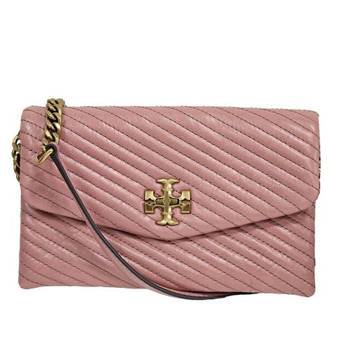 TORY BURCH 小香風 kira 細絎縫斜woc 背包 粉色