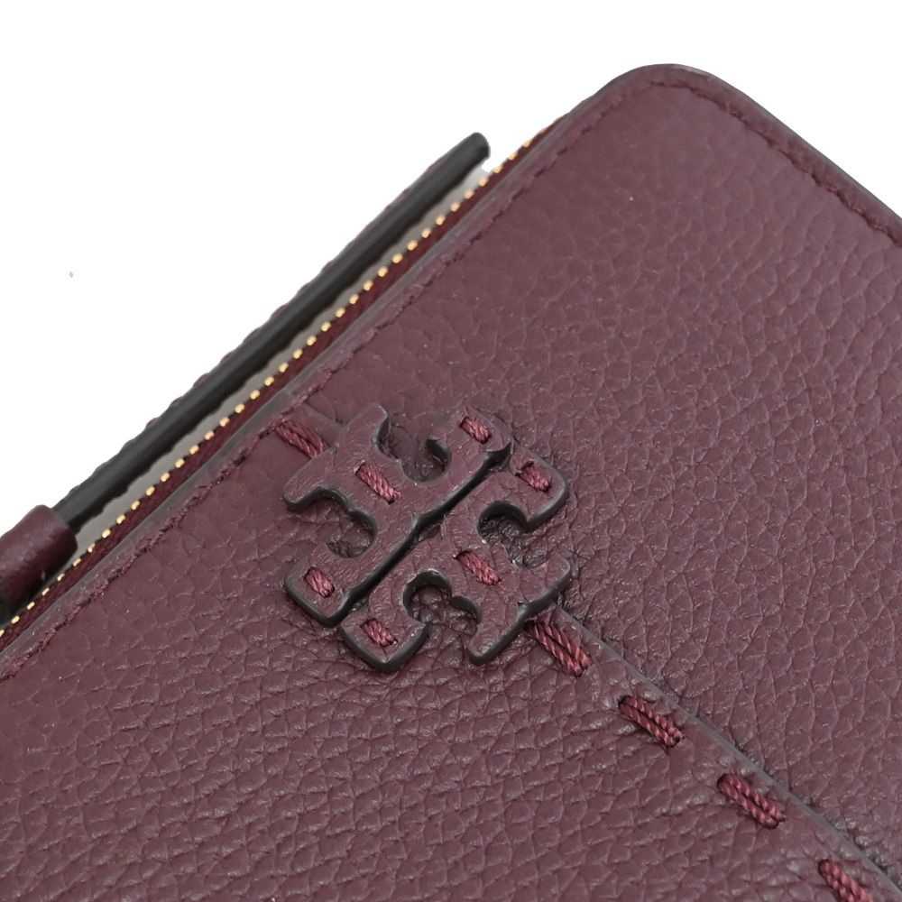 TORY BURCH 經典LOGO釦式零錢短夾.酒紅