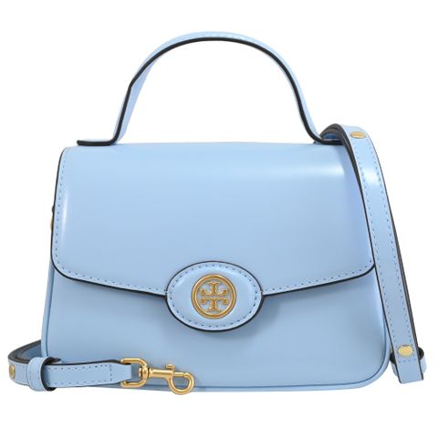 TORY BURCH Robinson 翻蓋手提兩用包.淡藍