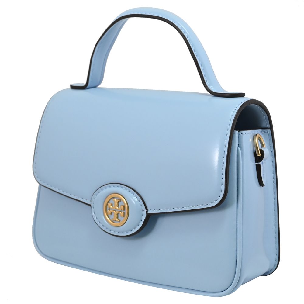 TORY BURCH Robinson 翻蓋手提兩用包.淡藍