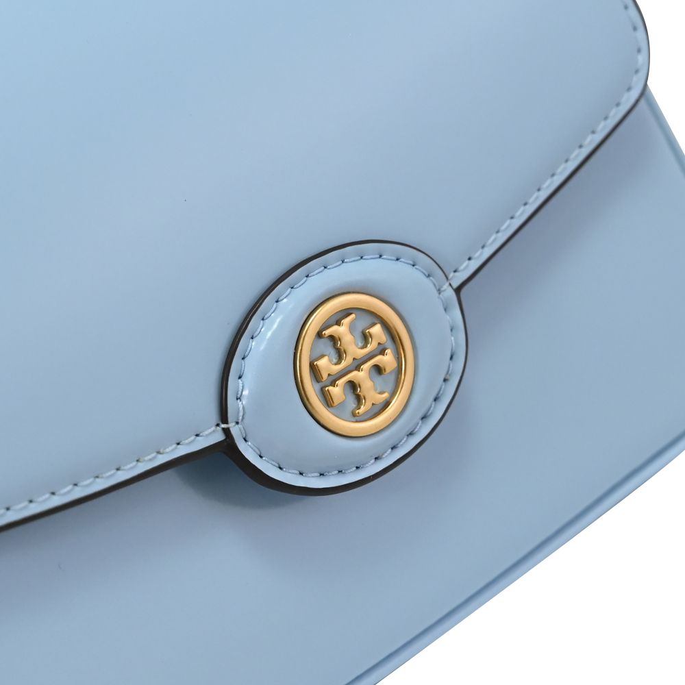 TORY BURCH Robinson 翻蓋手提兩用包.淡藍