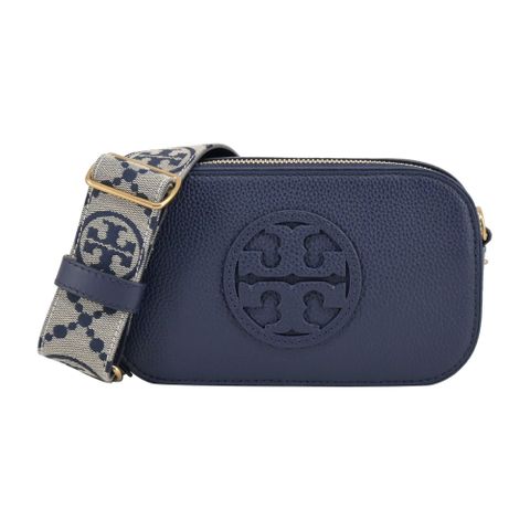 TORY BURCH TORY BURCH MILLER 荔枝紋雙拉鍊相機包-迷你/海軍藍