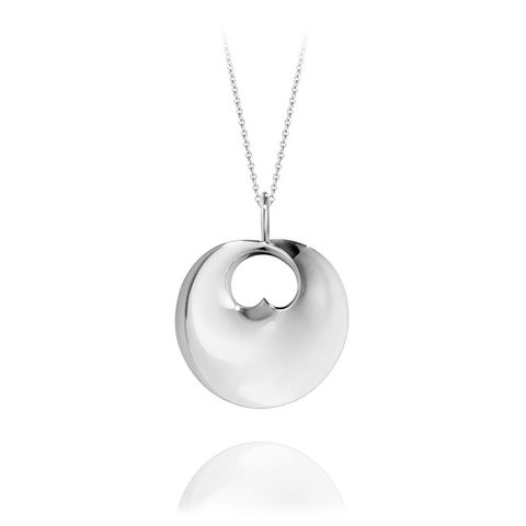 GEORG JENSEN 喬治傑生 丹麥  Jewellery Hidden Heart Pendant 34mm  暗戀之心 純銀項鍊 長鍊 大尺寸『加贈 拭銀布兩份』