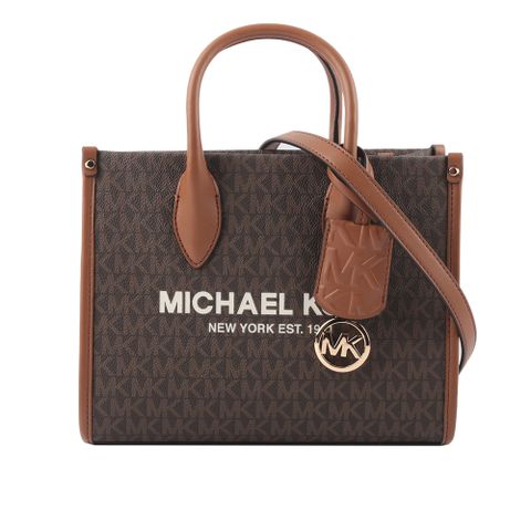 Michael Kors Mirella 滿版塗層帆布小款二用托特包(咖啡色) 35F2G7ZC5B BROWN