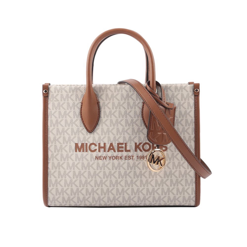 Michael Kors  Mirella 滿版塗層帆布小款二用托特包(香草色) 35F2G7ZC5B VANIL