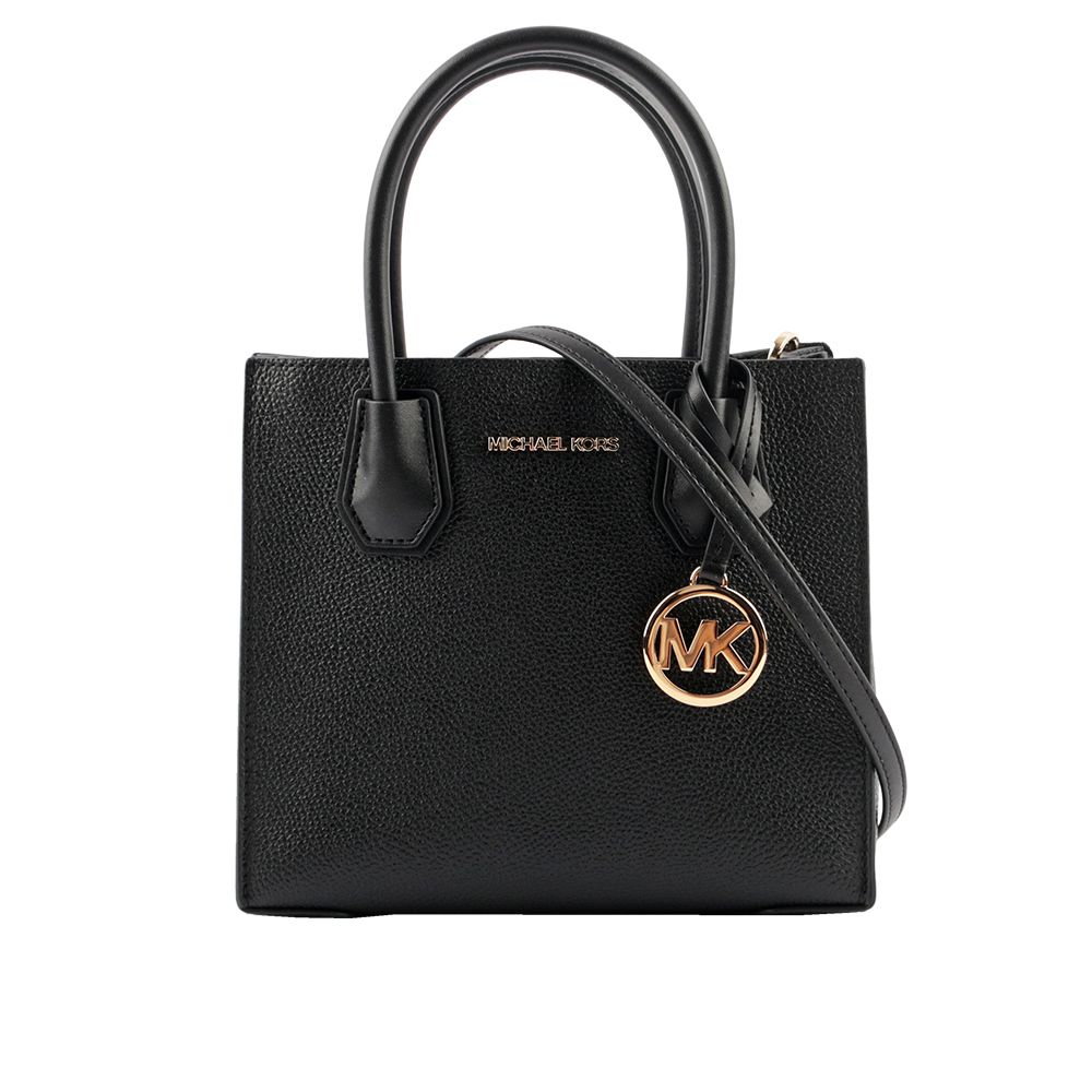 Michael Kors Mercer Logo吊飾荔枝皮革二用包(黑色) 35S1GM9M2L BLACK