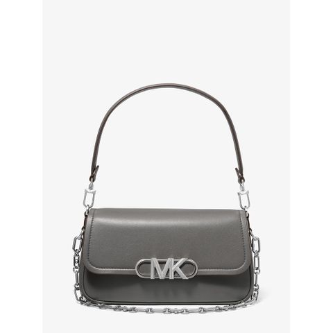 【Michael Kors】專櫃經典款 PARKER 滑面皮革拉鍊手提/斜背二用包-中(兩色可選)