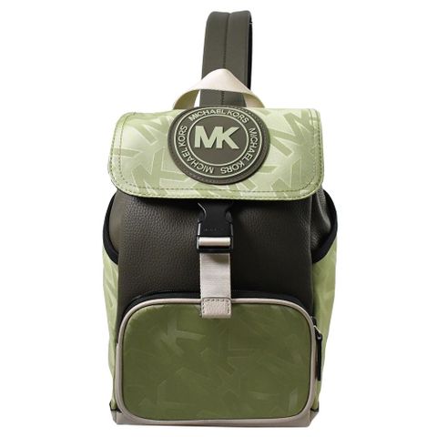 Michael Kors KENT 尼龍拼接皮革休閒單肩後背包.綠