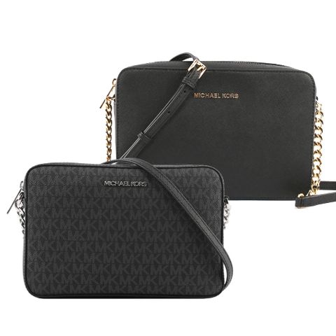 MICHAEL KORS 金字/銀字 滿版/ Logo方形鏈帶斜背包 (任選)