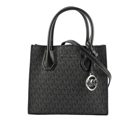 Michael Kors Mercer Logo 吊飾塗層帆布二用包(黑色) 35T1SM9M2B BLACK