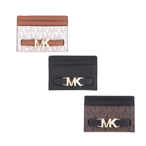 Michael Kors Reed荔枝皮紋/滿版MK拼接皮革卡夾