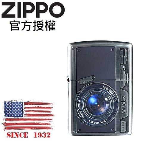 Zippo 【官方授權店】Camera Design 相機設計(仿古銀)防風打火機