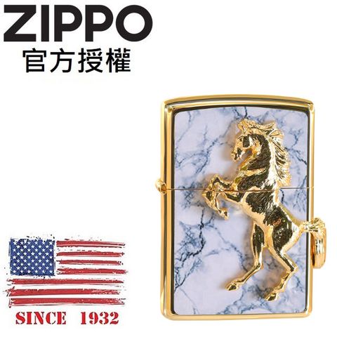 Zippo 【官方授權店】GD white Marble winning winny 經典駿馬(大理石白)防風打火機