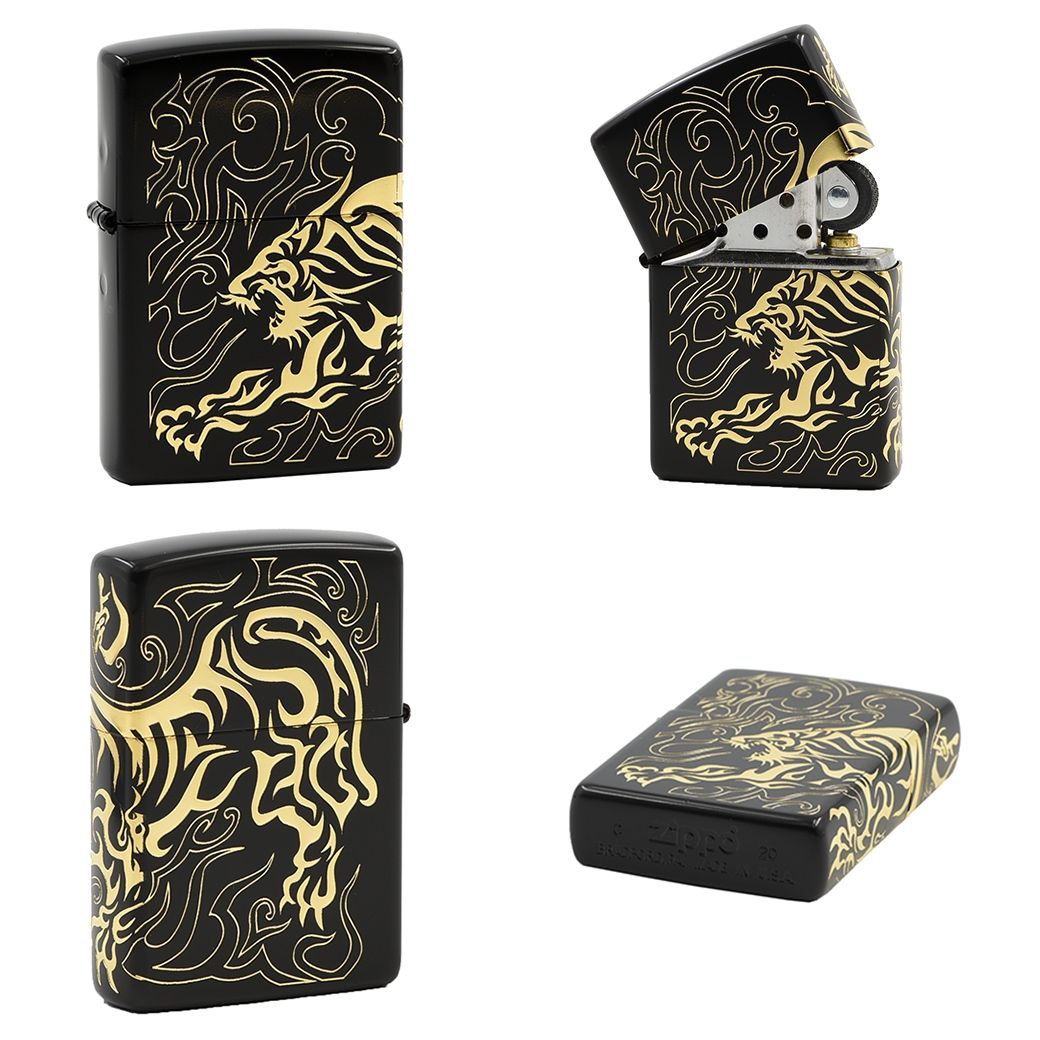 ZIPPO Tiger soul BK&SV 虎嘯之魂(黑金色)防風打火機- PChome 24h購物