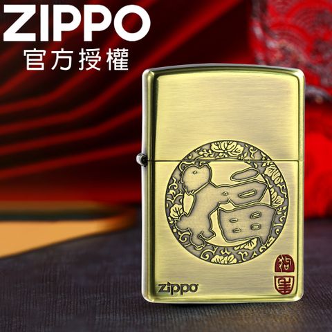 Zippo 【官方授權店】We are dog fan 2 福氣小狗(拉絲金)防風打火機