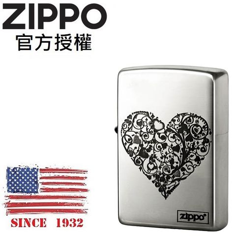 Zippo 【官方授權店】藤蔓愛心(銀)防風打火機