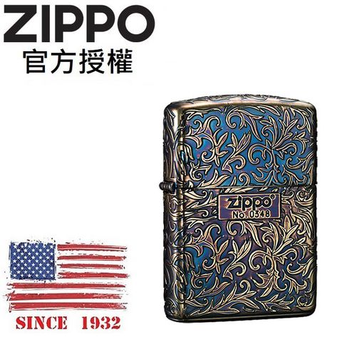 Zippo 【官方授權店】Arabesque logo GD oxidized 精雕環繞唐草(加厚版)防風打火機