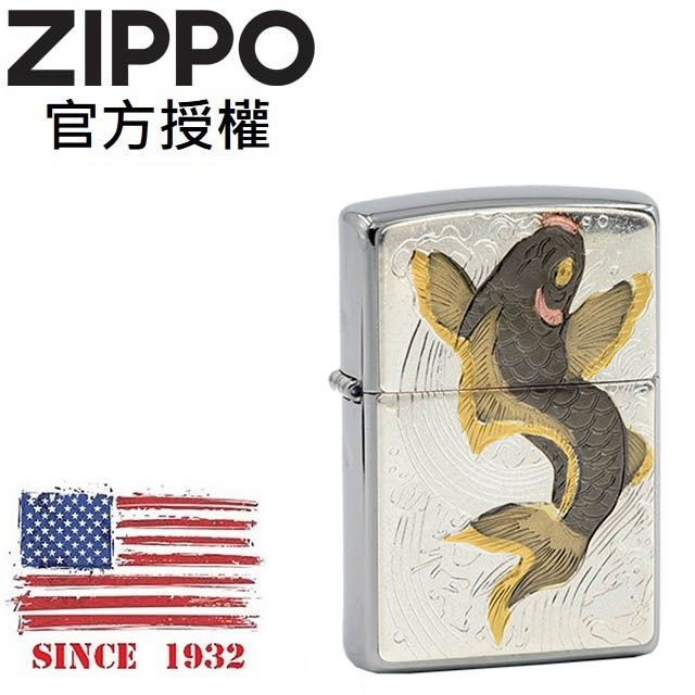 Zippo 【官方授權店】Japanese traditional design OGOI 日本傳統風格-鯉魚防風打火機