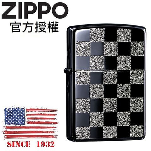 Zippo 【官方授權店】Check board BNS 西洋棋盤(黑銀)防風打火機