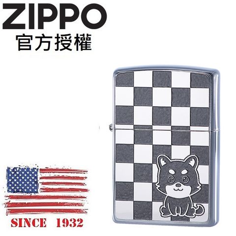 ZIPPO 28MPP-Dog(GY) 方格可愛柴犬防風打火機