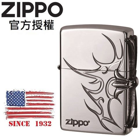 【ZIPPO官方授權店】Tribal Cross Metal emblem SVI 十字金屬徽章(全亮銀)防風打火機