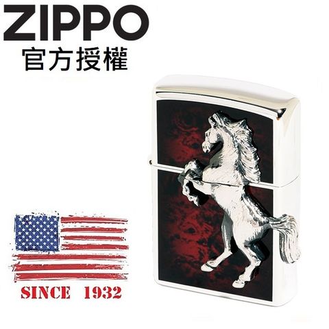 Zippo 【官方授權店】RD Winning winny 經典駿馬(烈焰紅銀)防風打火機