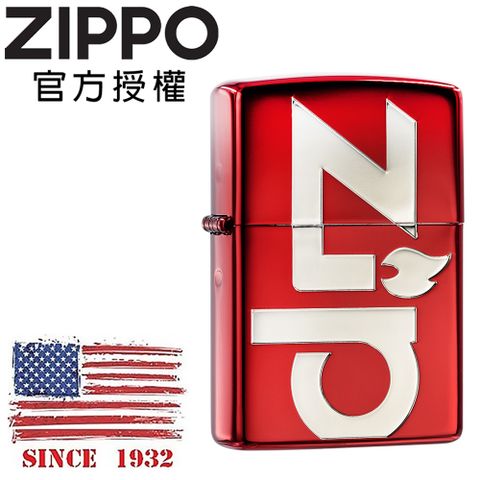 【ZIPPO官方授權店】Big zippo logo(Red) 經典標誌-寶紅銀防風打火機