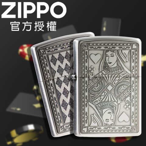 Zippo 【官方授權店】Trump Card Queen SVF 撲克牌-皇后設計防風打火機