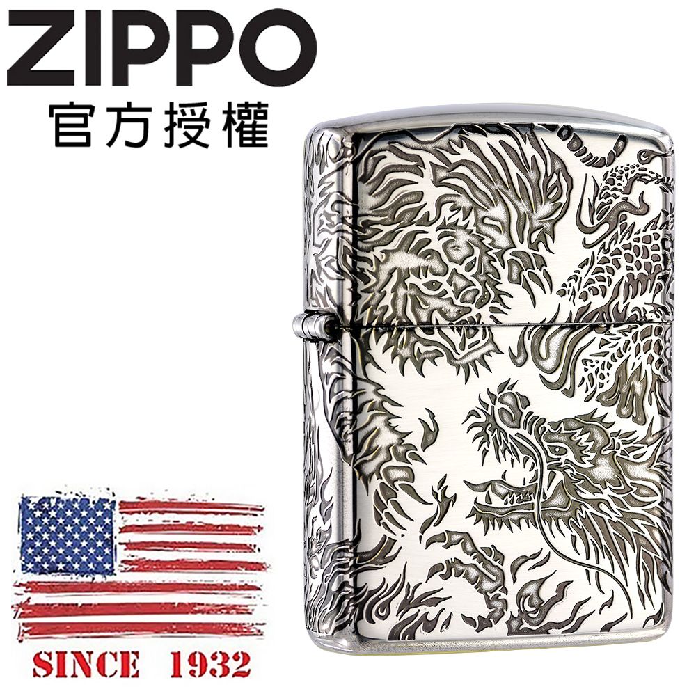 Zippo 【官方授權店】2men-drangon BS oxidized 天翔龍紋金(加厚版)防風打火機