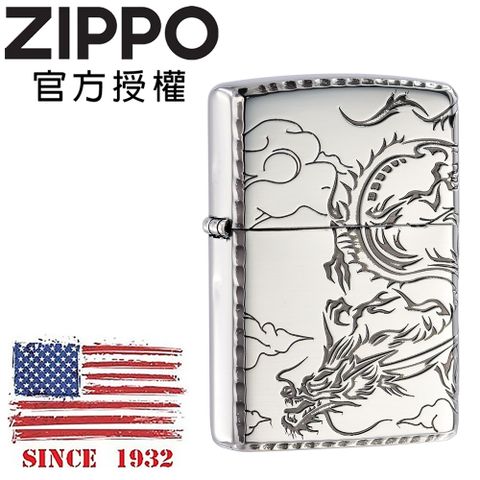 Zippo 【官方授權店】 Tribal Dragon 騰龍雲出(銀色)防風打火機