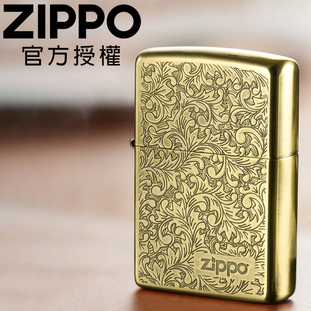 Zippo 【官方授權店】Floral Design 經典唐草(仿古銅)防風打火機