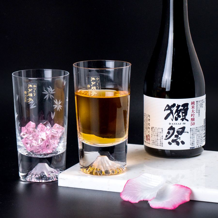 田島硝子 富士山杯 迷你經典款x迷你櫻花款 啤酒杯 2入組(TG20-015-MT+TG20-015-MTS)