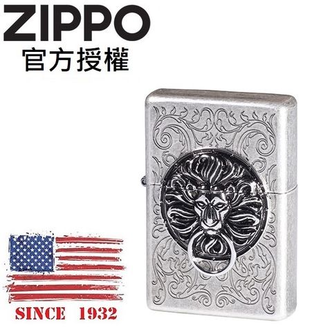 Zippo 【官方授權店】The Gate SA 尊爵獅王之徽(古銀)防風打火機