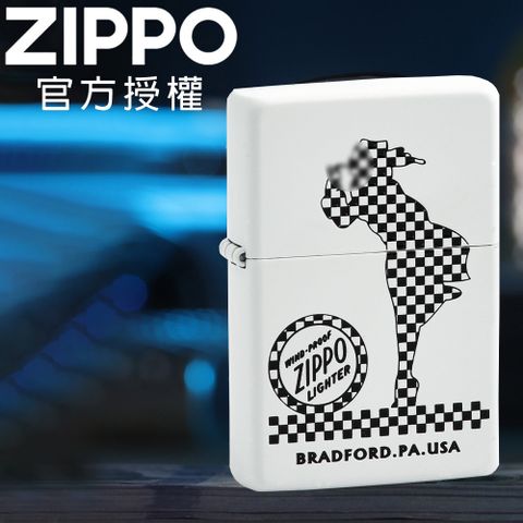 Zippo 【官方授權店】Checkerboard Windy_WH 經典棋盤女郎(白色)防風打火機