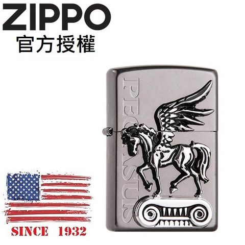 【ZIPPO官方授權店】Pegasus BK 黑冰飛馬徽章防風打火機