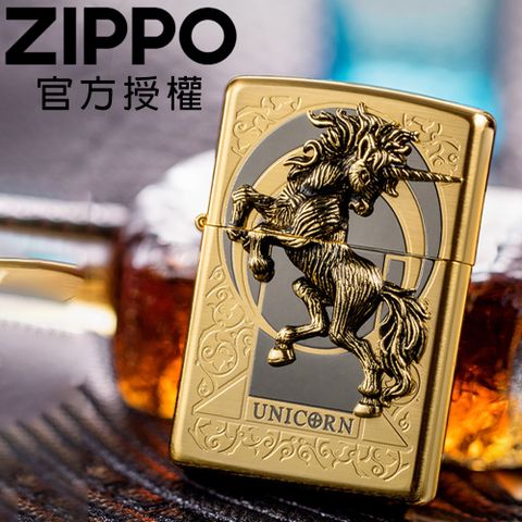 Zippo 【官方授權店】UNICORN GOLD 尊爵獨角獸(金色)防風打火機