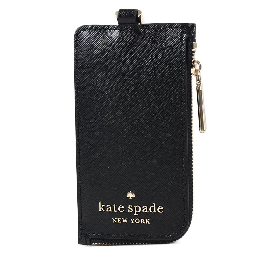 Kate Spade  防刮十字紋識別證掛帶票卡夾-黑色