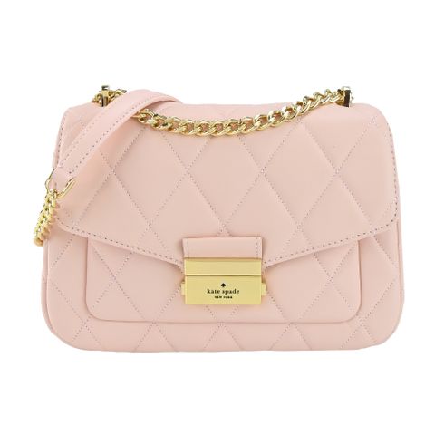 Kate Spade Carey菱格壓釦斜背包-小/粉