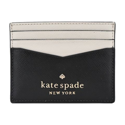 Kate Spade防刮拼色六卡名片夾-黑/白